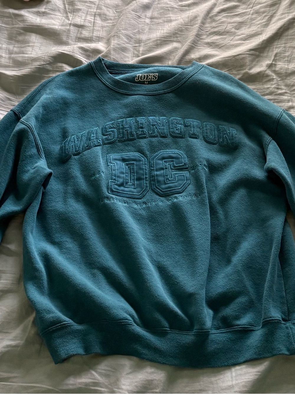 Teal Washington DC Embroidered Crewneck Sweatshirt